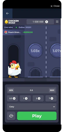 chicken road slot machine schermata iniziale con pulsante start game