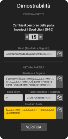 Impostazioni personalizzazione gioco Plinko