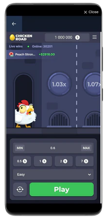 Interfaccia Chicken Road con pulsanti demo e modalità reale attivi