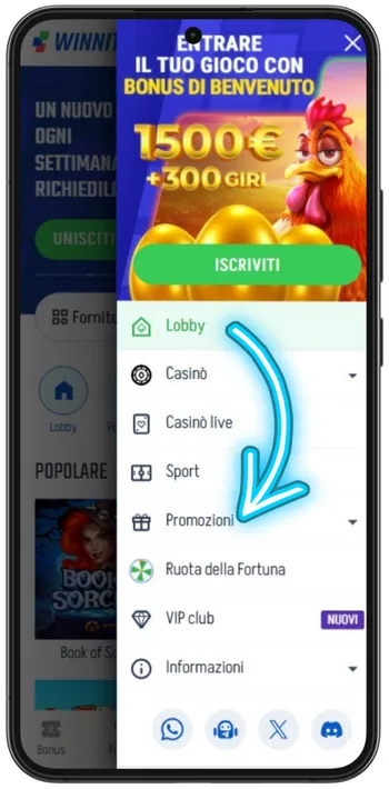 Winnita bonus nel menu