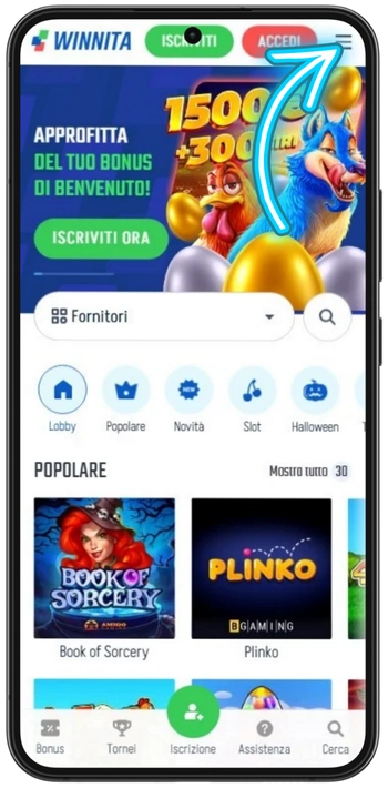 Winnita icona del menu