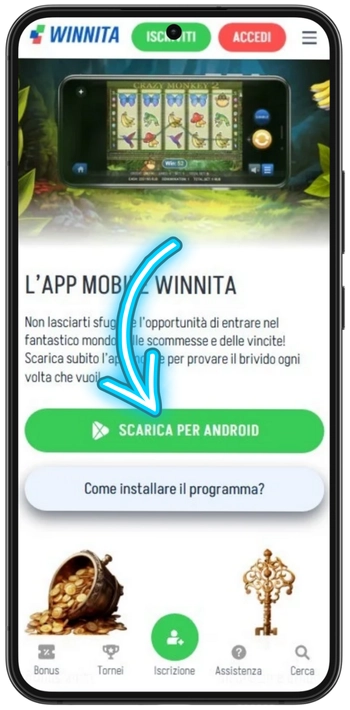 Winnita scarica l'app pulsante