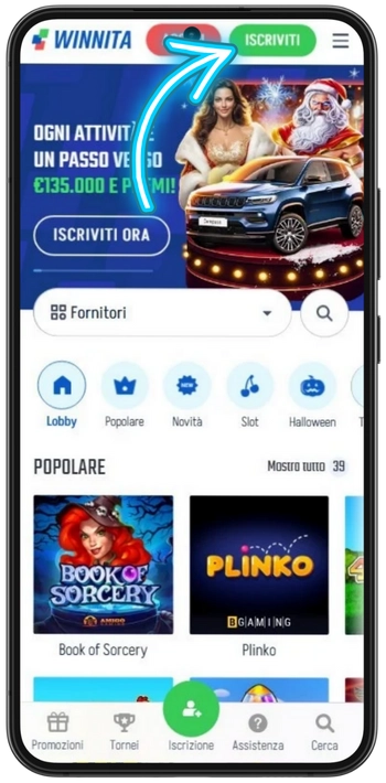 Clicca su Iscriviti