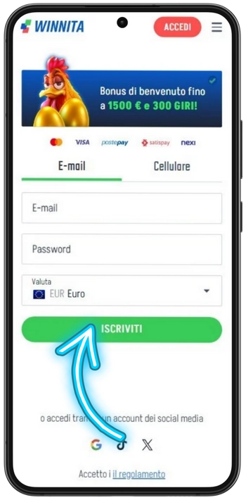 Completa l'iscrizione